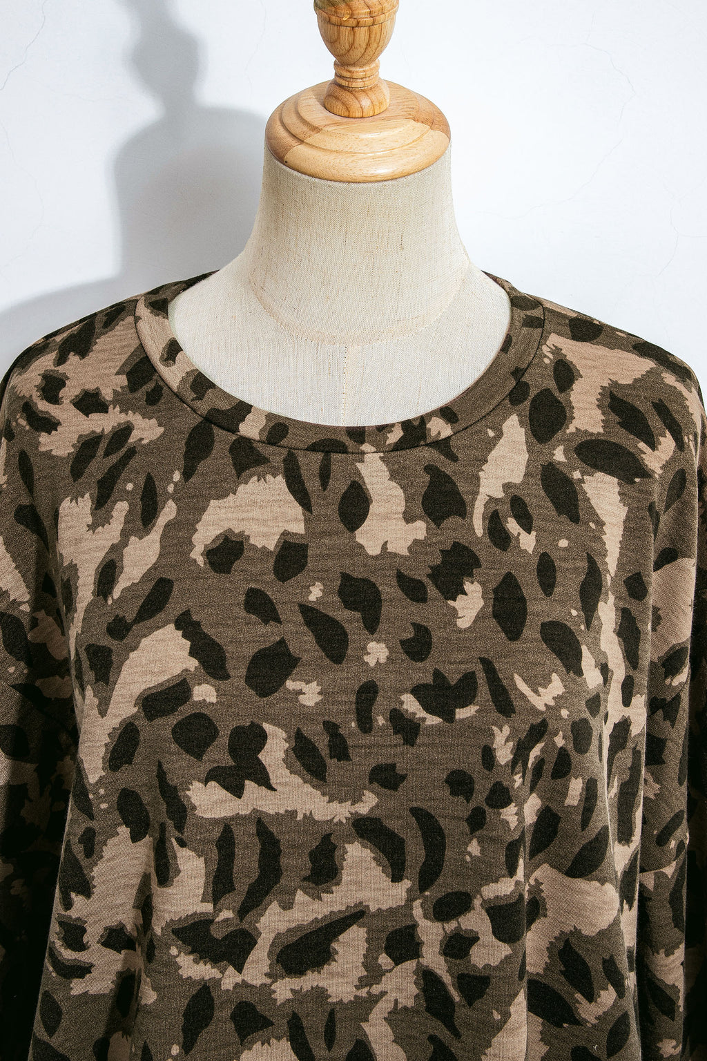 Brown Leopard Loose Tee Drawstring Waist Barrel Pants Set