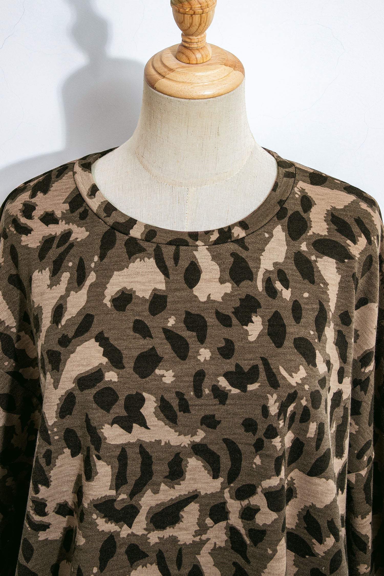 Brown Leopard Loose Tee Drawstring Waist Barrel Pants Set