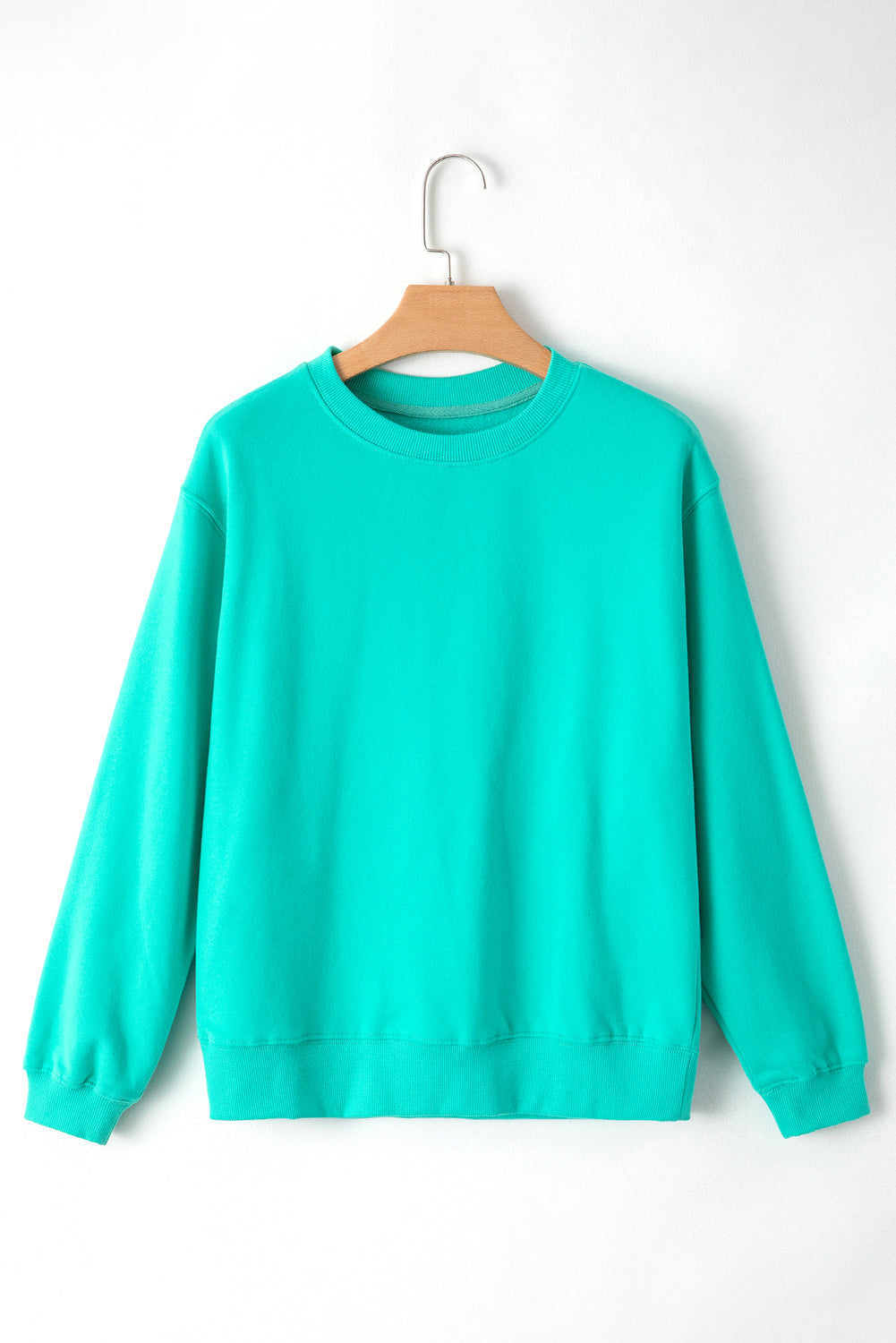 Russet Orange Solid Fleece Lined Drop Shoulder Terry Sweatshirt