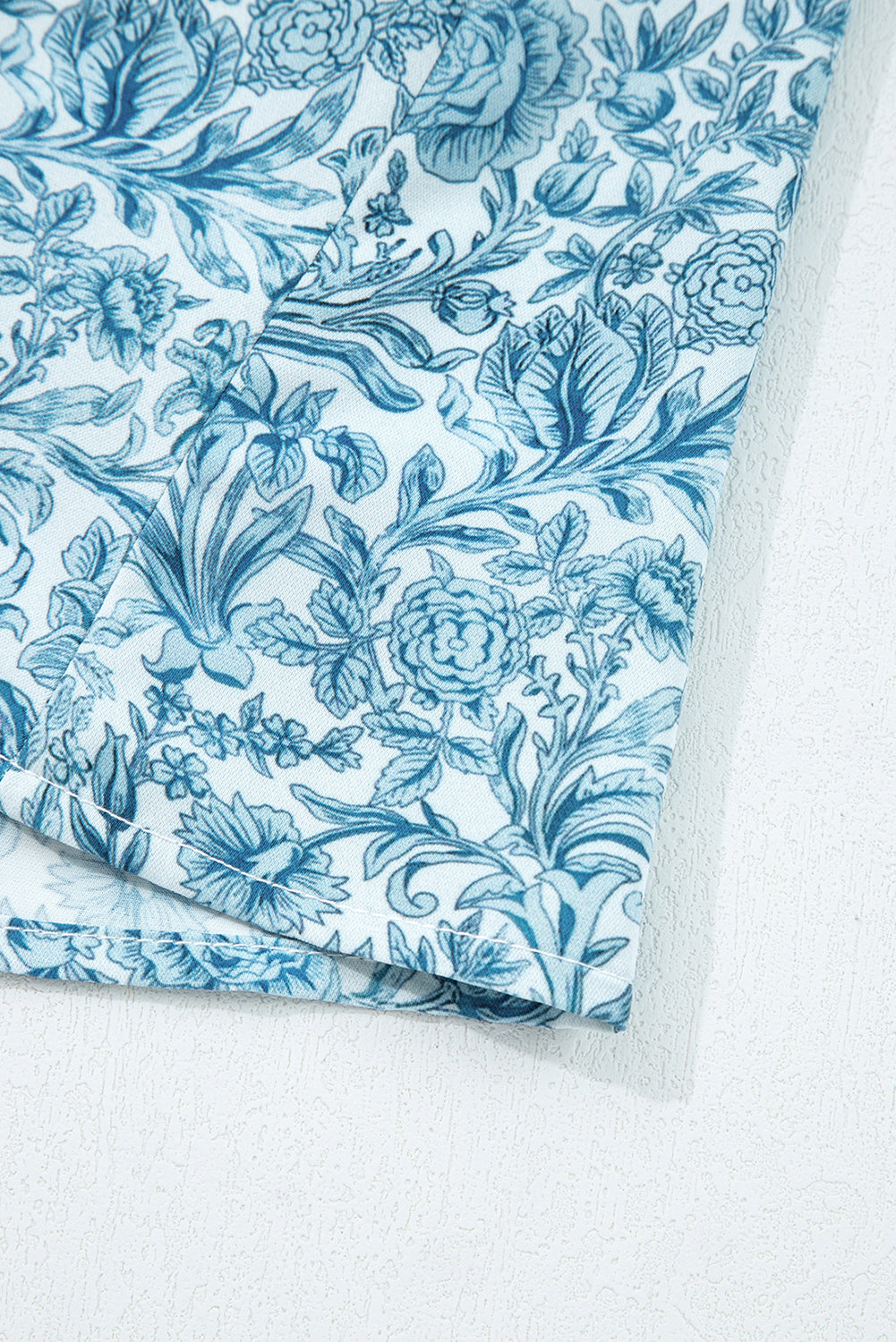 Sky Blue All Over Floral Puff Sleeve Shirt