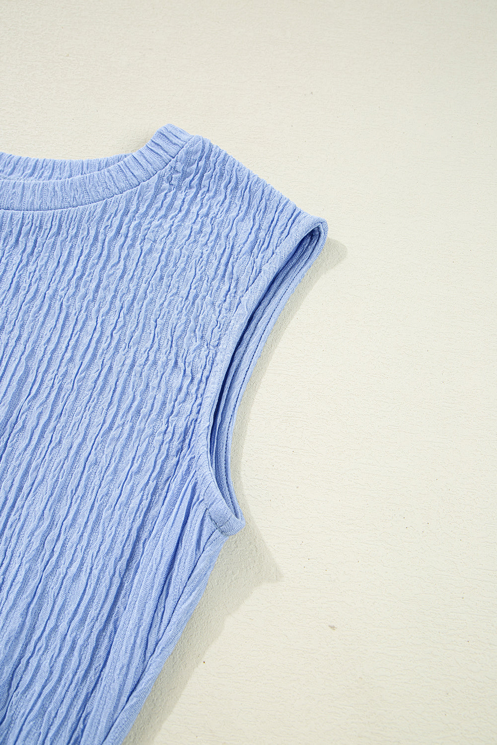 Sky Blue Solid Color Textured Ruched Side Bodycon Tank Dress