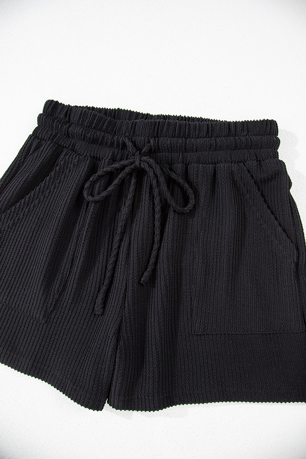 Black MERRY Corded Long Sleeve Top and Pockets Pants Set
