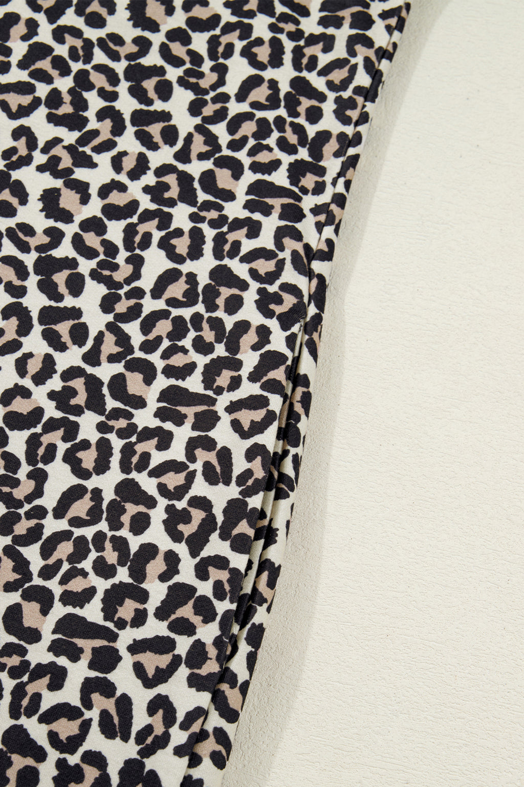 Brown Leopard Print Half Zip Striped Trim Patchwork Short Sleeve Top