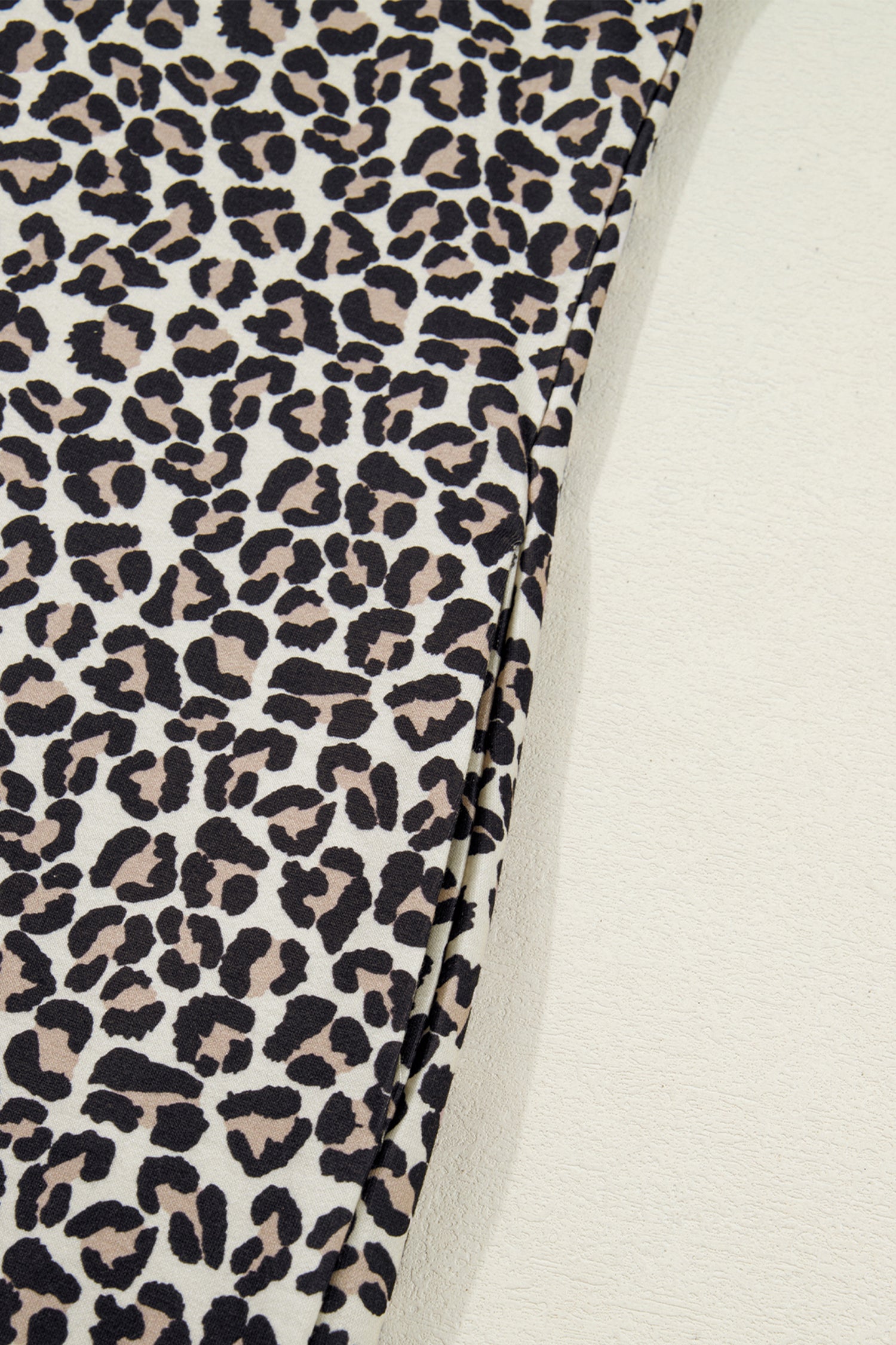 Brown Leopard Print Half Zip Striped Trim Patchwork Short Sleeve Top