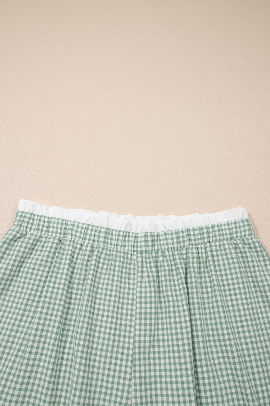 Red Contrast Trim Plaid Print Plus Size Shorts