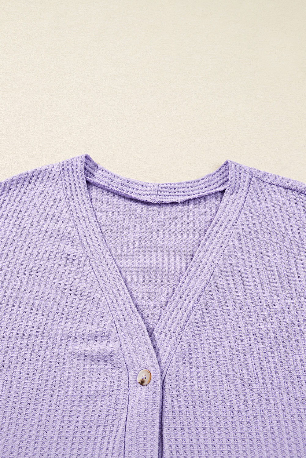 Orchid Petal Plus Size Waffle Knit Button Front Cardigan