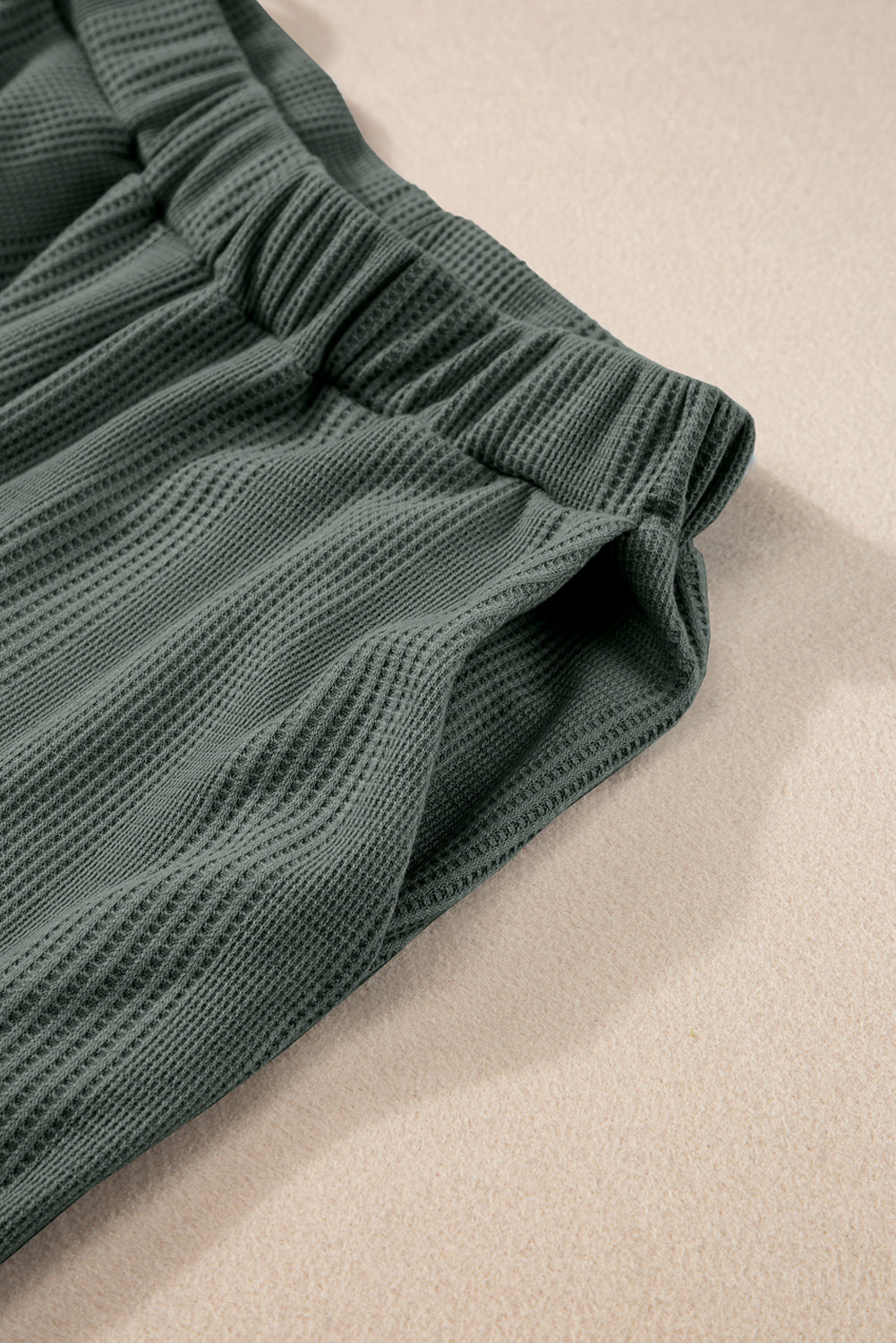 Beau Blue Solid Color Ribbed Ruffle Tank Top and Pants Set