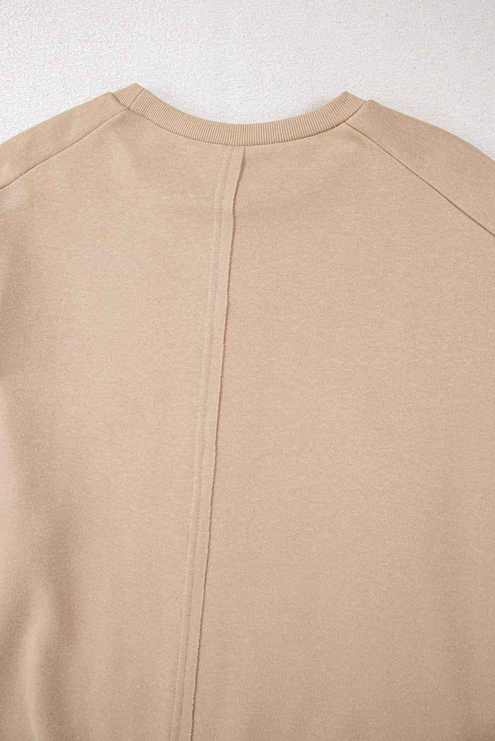 Beige Flower Patch Graphic Exposed Seam Wide Sleeve Top