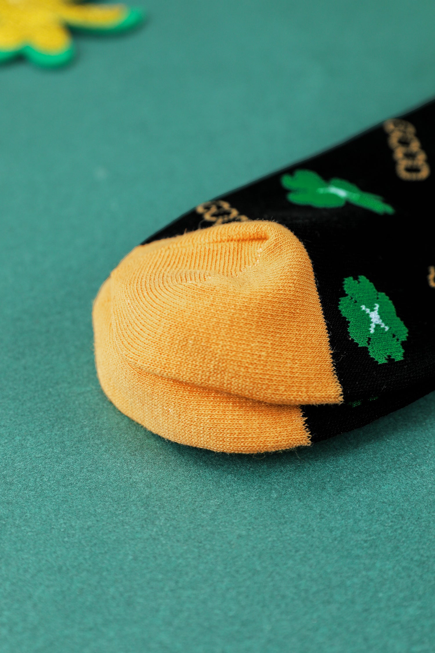 Dark Green GOOD LUCK St Patrick Clover Color Block Socks?