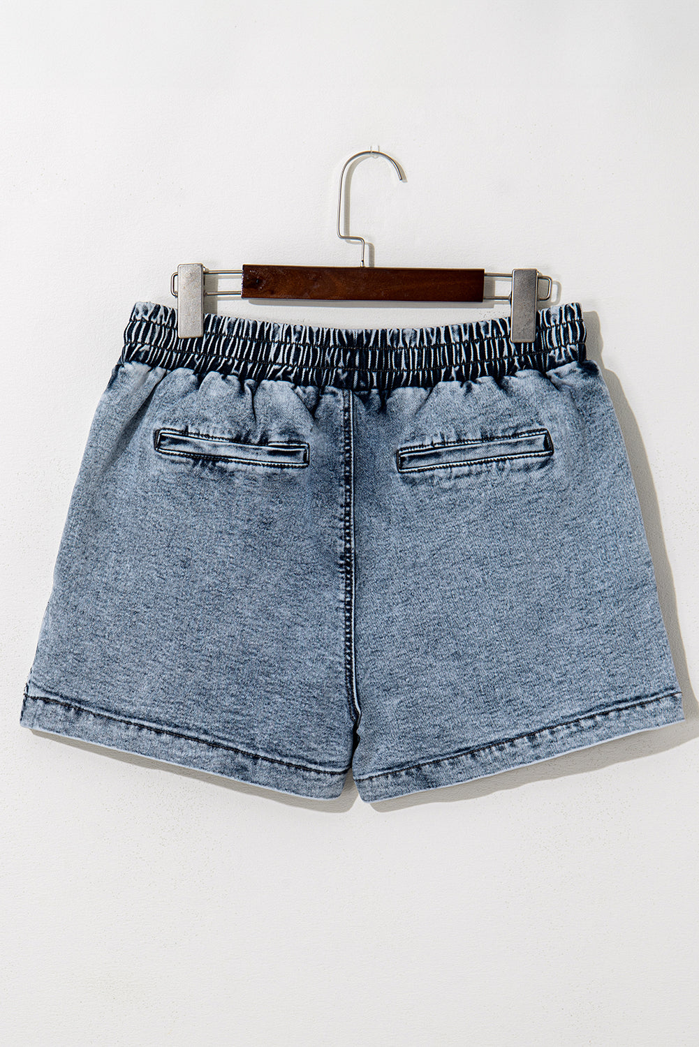 Brown Leopard Print Elastic Waistband Drawstring Denim Skort