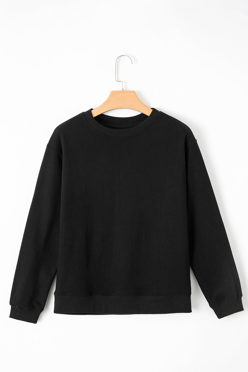 Russet Orange Solid Fleece Lined Drop Shoulder Terry Sweatshirt