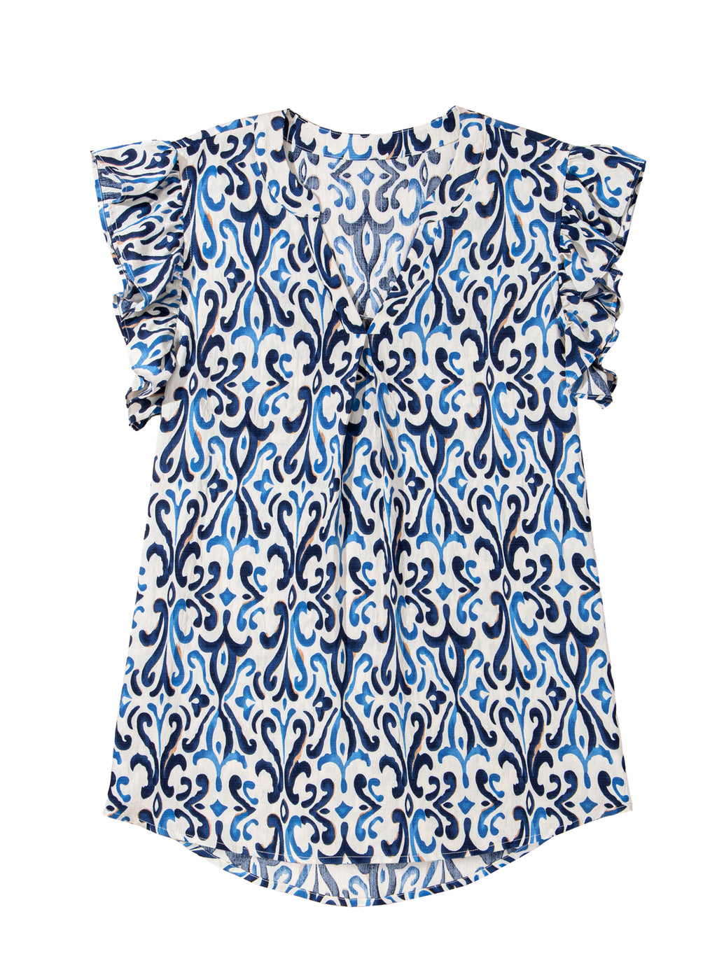 Sky Blue Boho Print Smocked High Waist Maxi Dress