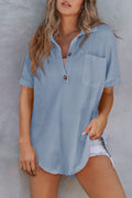 Ashleigh Blue Breathable Waffle Round Hem Chest Pocket Polo Tee