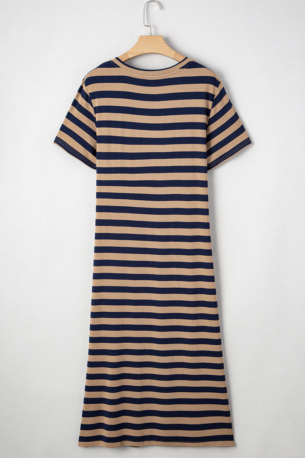 Fiery Red Black Stripe Print V Neck Maxi Dress with Side Splits