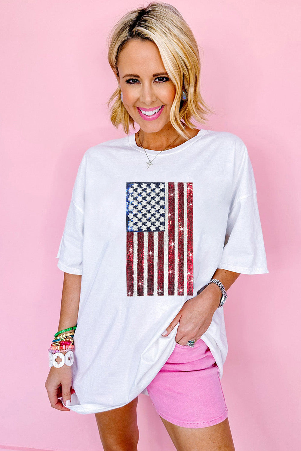 White SUMMER FOREVER Flower Graphic T Shirt