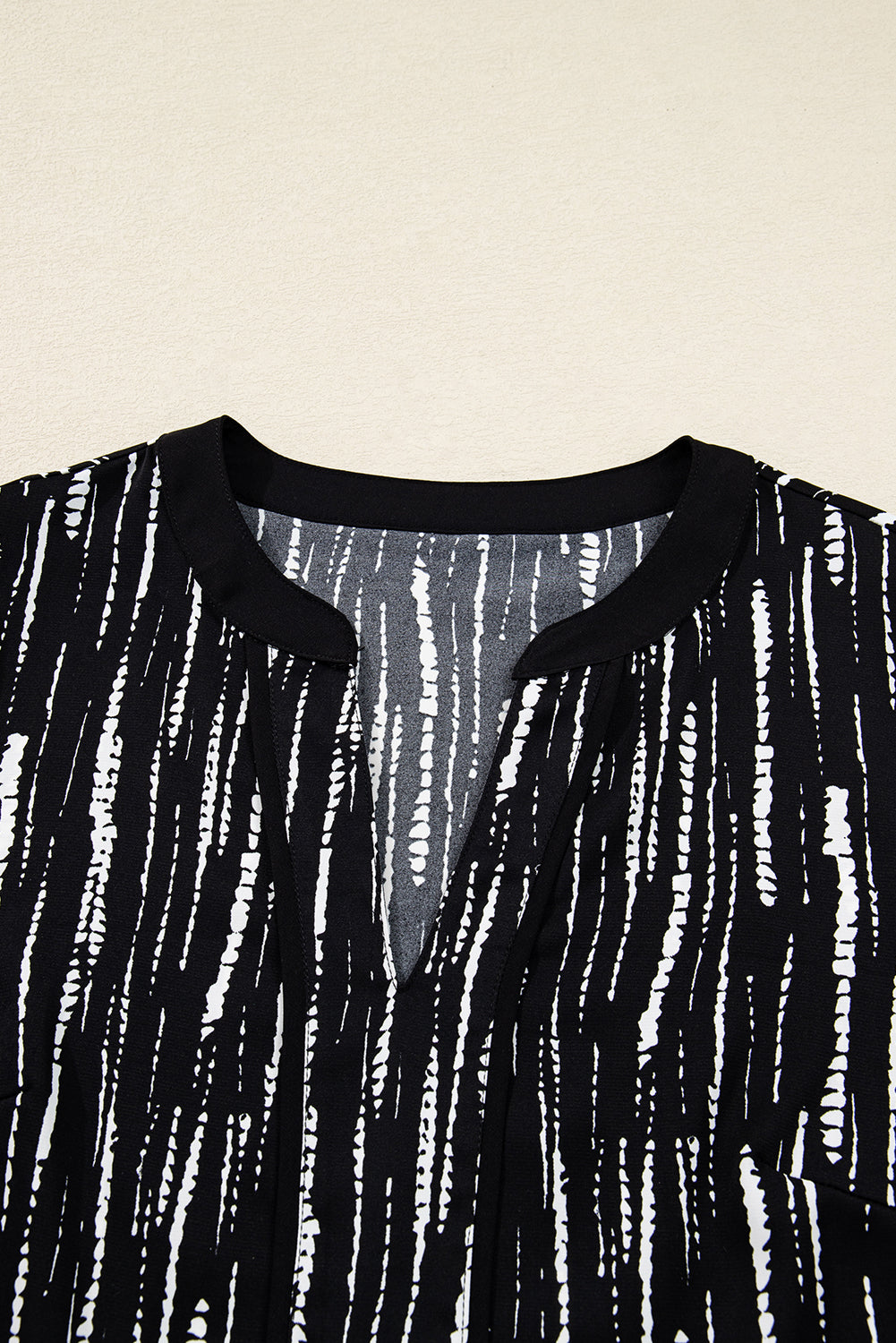 White Abstract Printed V Neck Fall Blouse