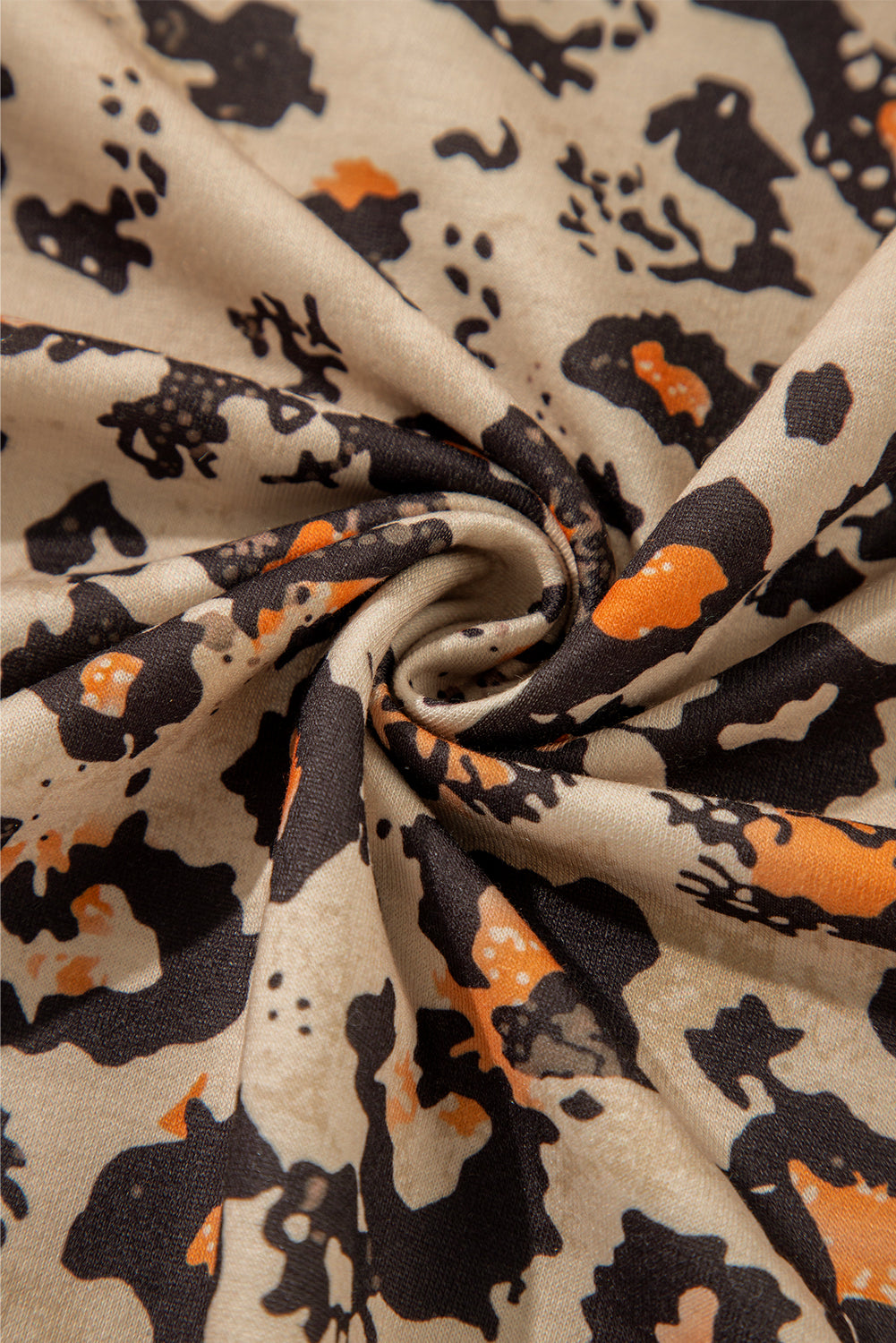Brown Bleached Halloween Pumpkin Leopard Print Sweatshirt