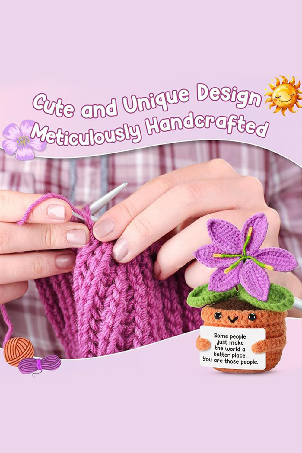 Orchid Bouquet Handmade Crochet Flower Pot Home Decoration