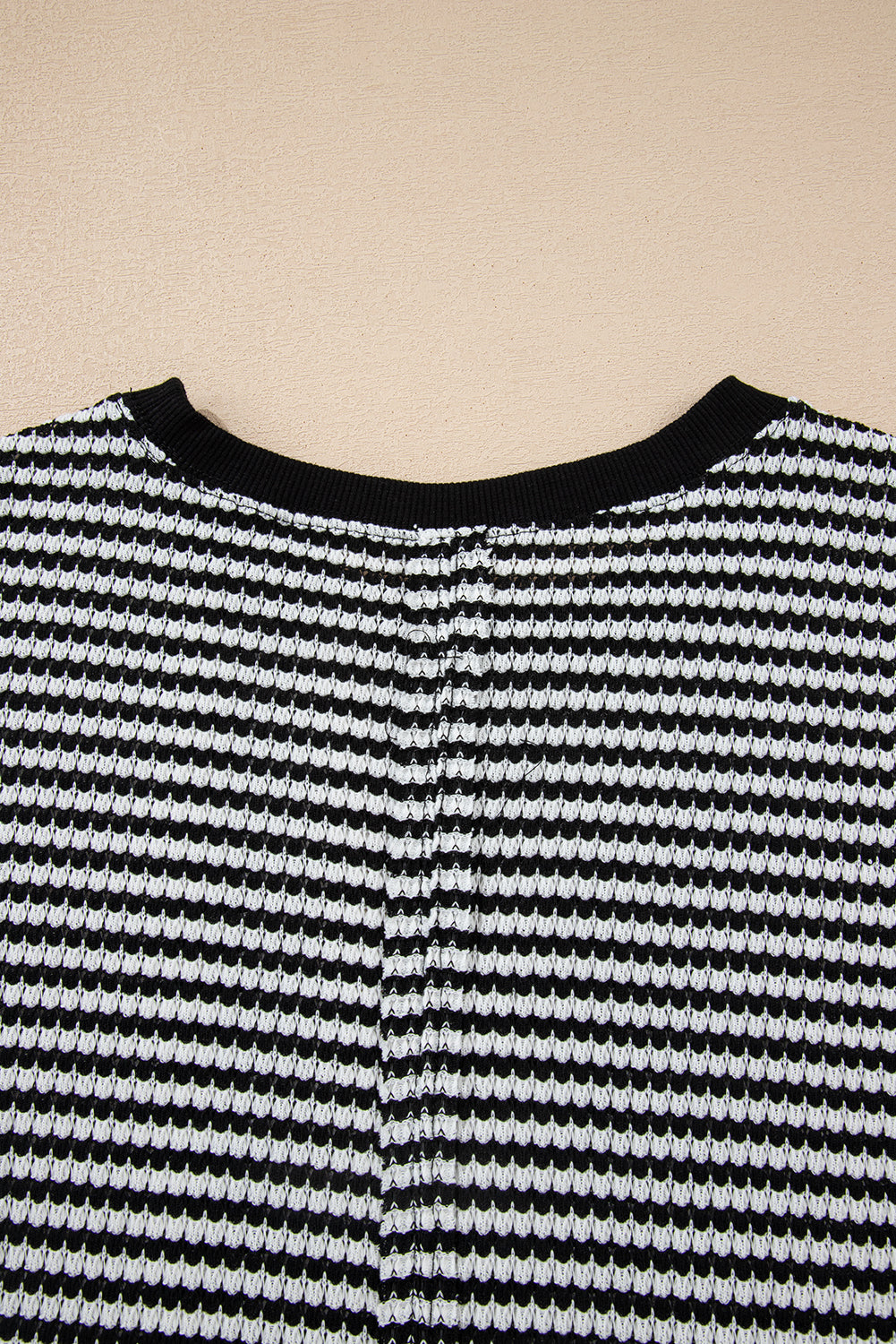 Red Stripe Ribbed Trim Drop Shoulder Long Sleeve Oversize Top