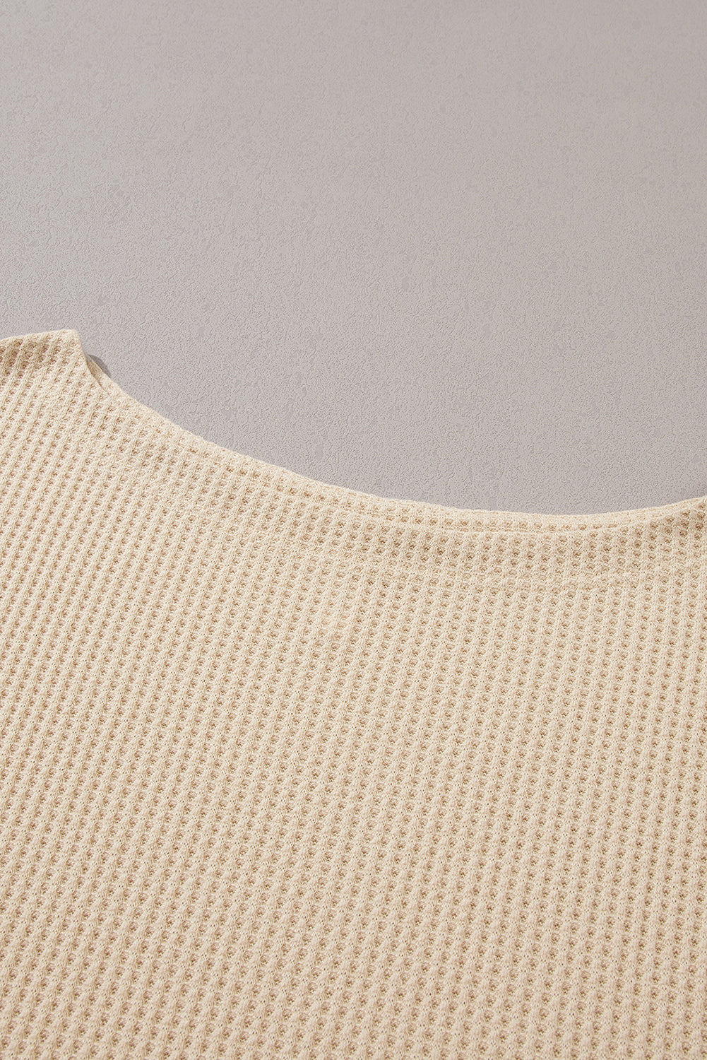 White Waffle Knit Boat Neck Short Sleeve Top