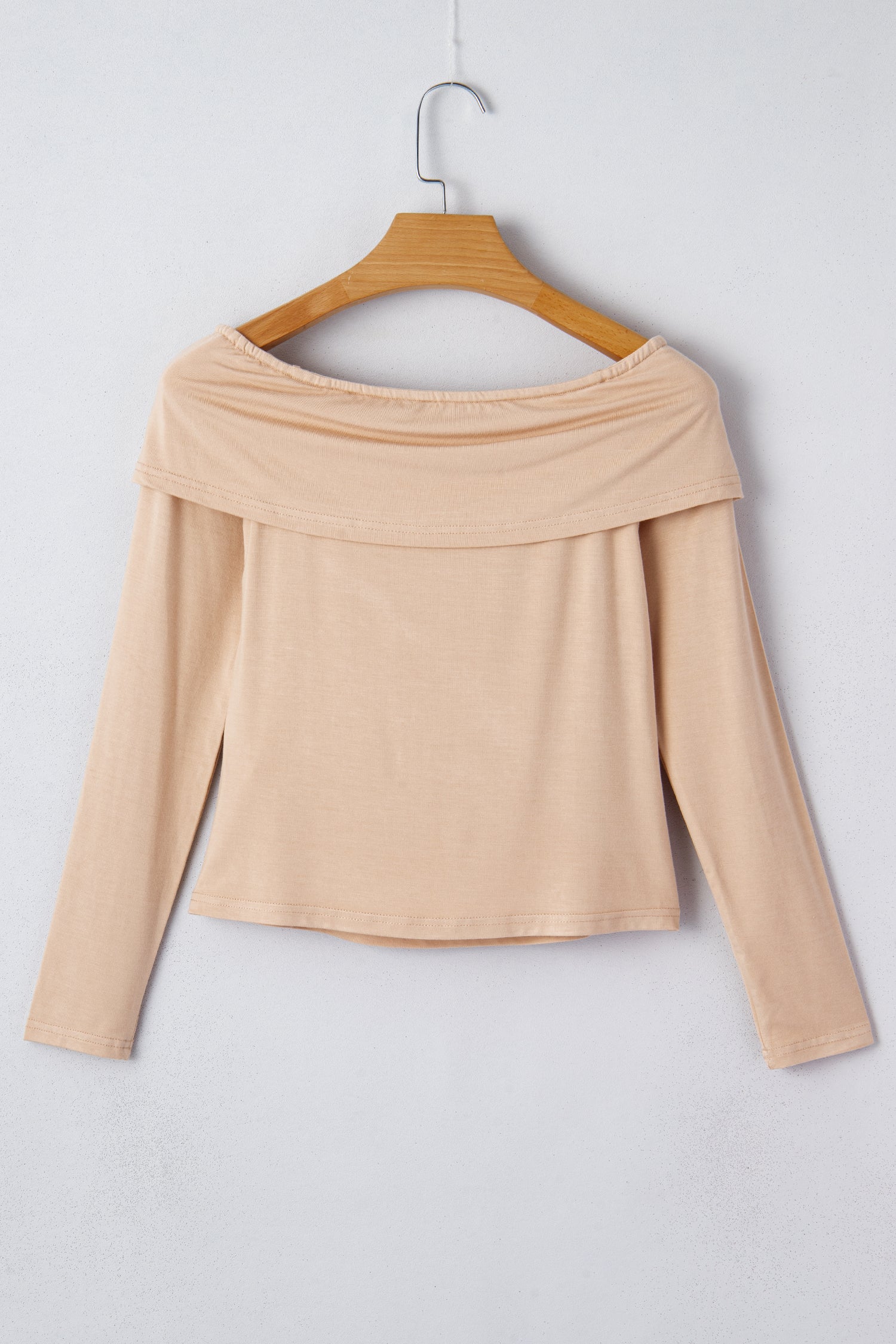 Fiery Red Foldover Off Shoulder Long Sleeve Slim Top