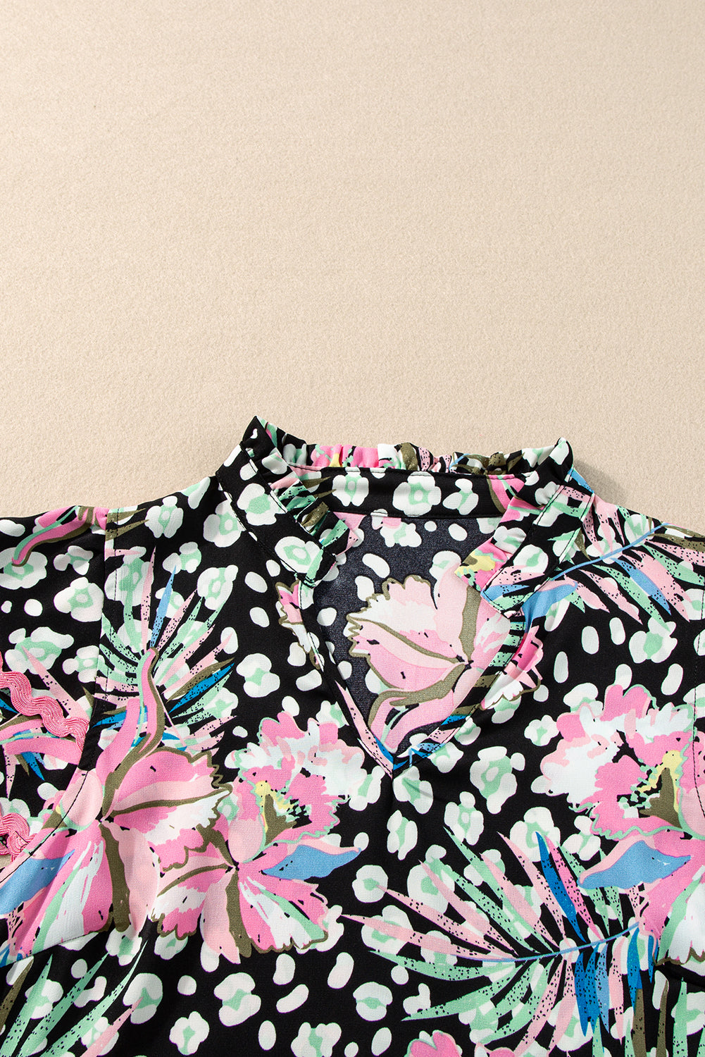 Pink Floral Ricrac Embellished Tiered Mini Dress