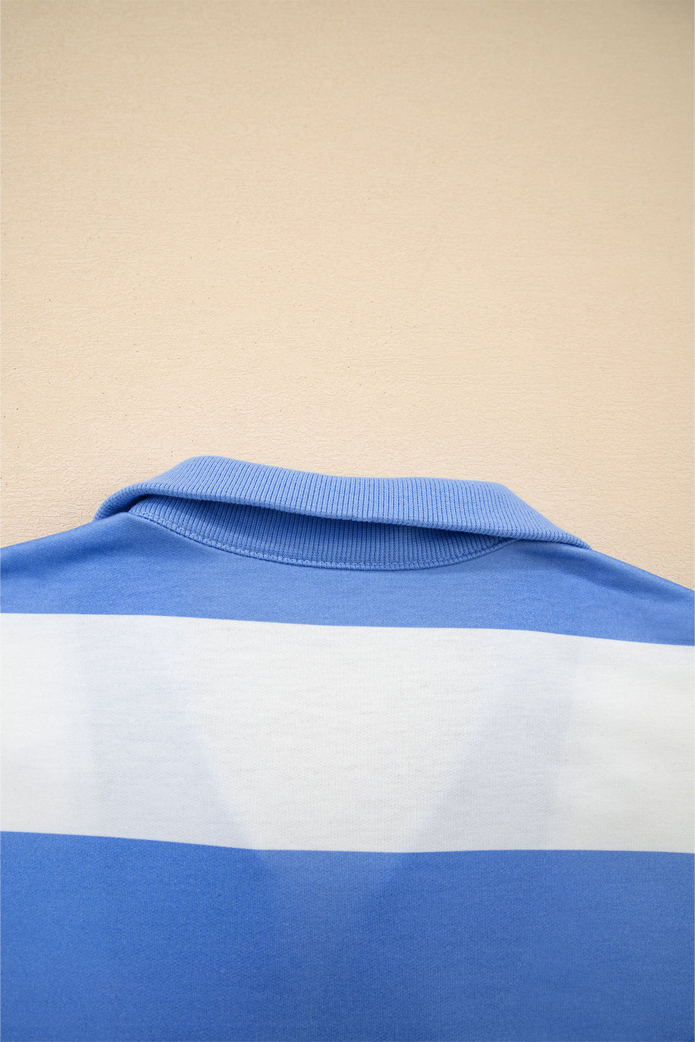 Sky Blue Stripe Seam Detail Half Zip Oversize Tee Casual Shorts 2pcs Set