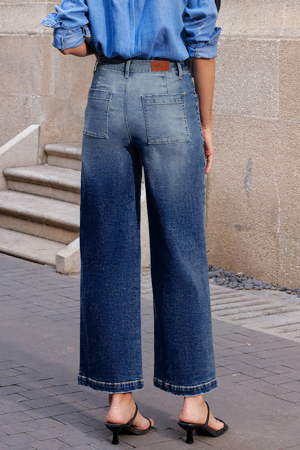 Brown Mimimalist Patch Pocket Womens Shift Jeans