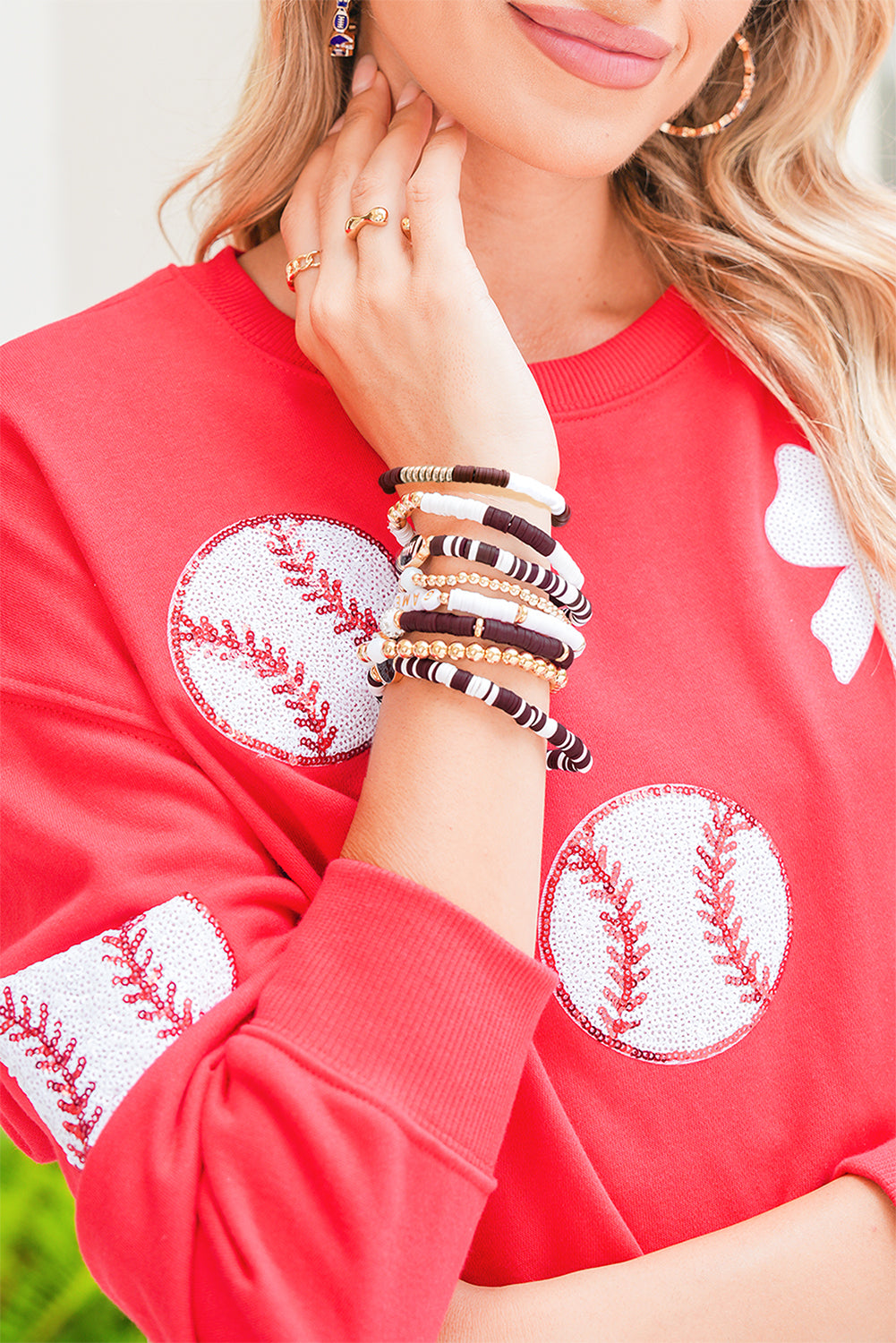 Chestnut Game Day 8pcs Stackable Football Beaded Charm Bracelet Set