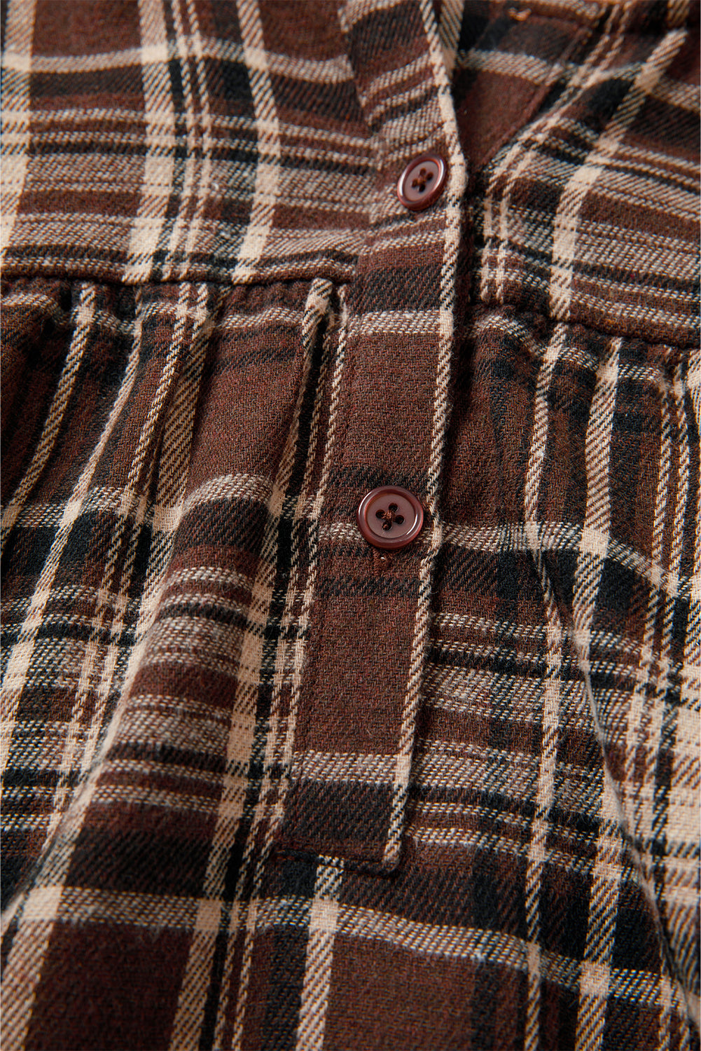 Gray Plaid Patchwork Long Sleeve Button Hooded Blouse