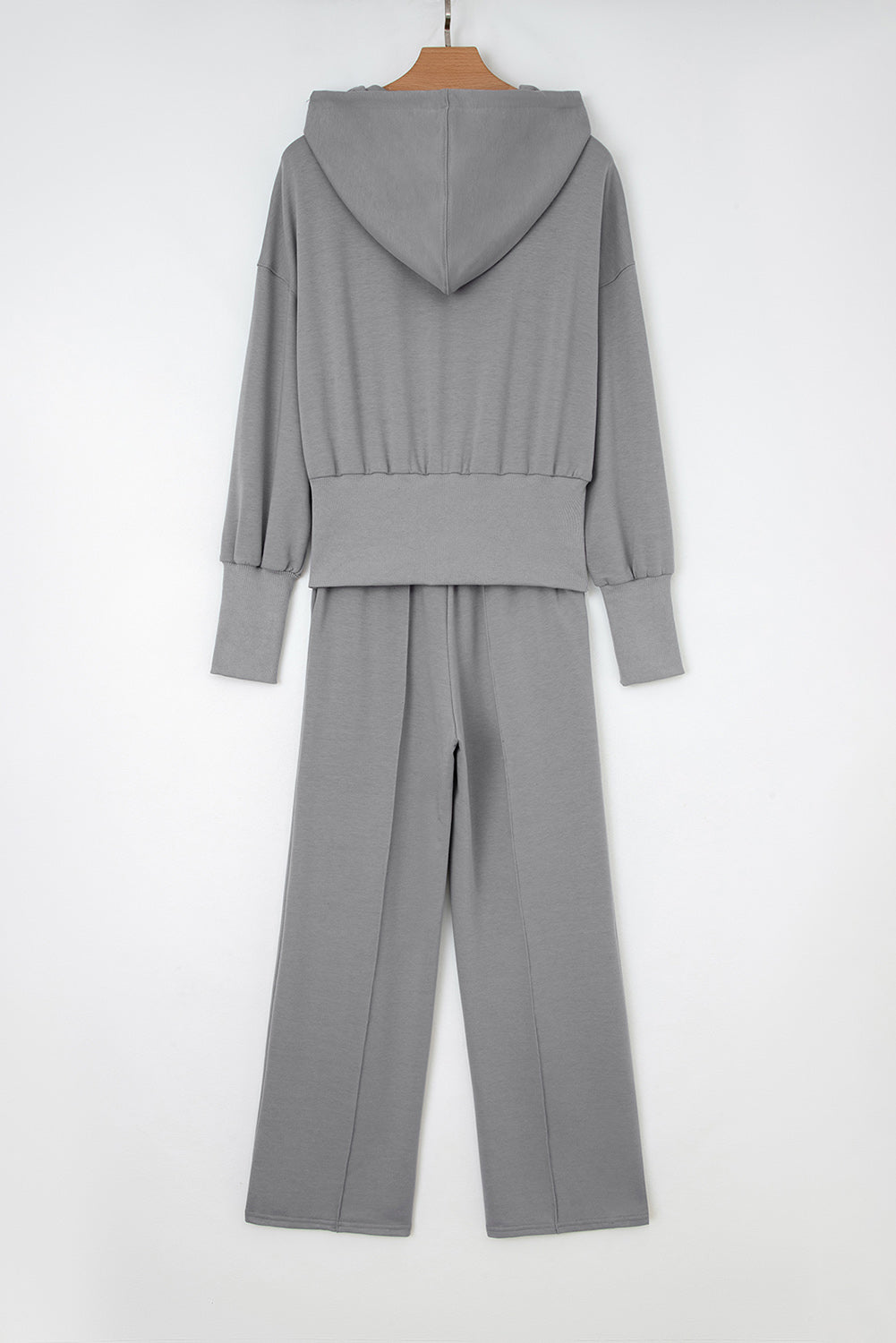 Gray Double Zipper Hooded Jacket and Sweatpants Active Set