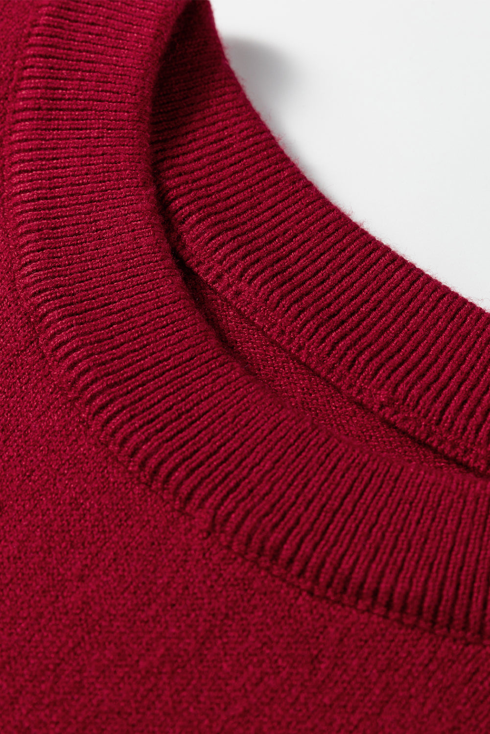 Black Solid Color Crew Neck Knit Cap Sleeve Sweater