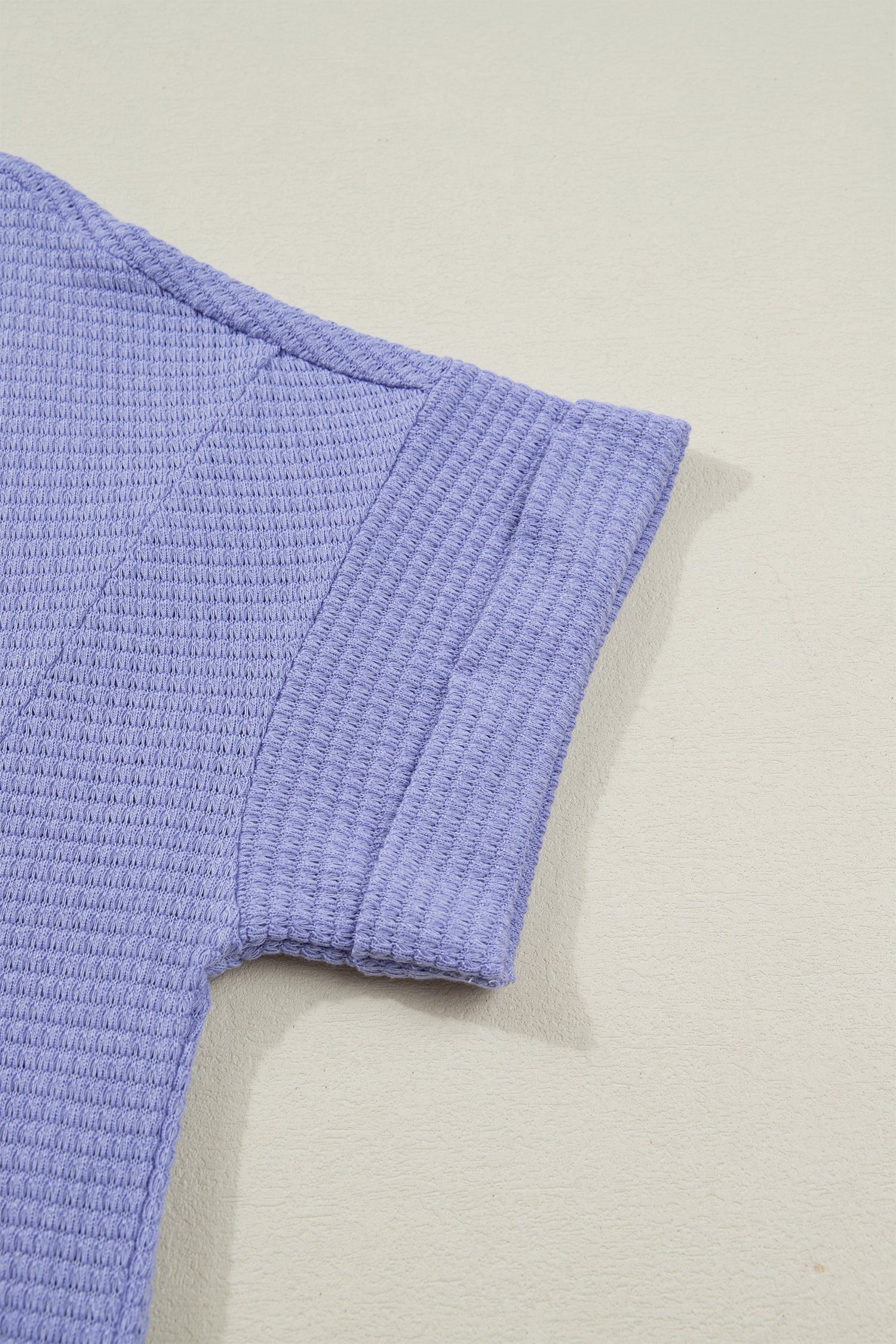 Wisteria Waffle V Neck Short Sleeve Knit Top