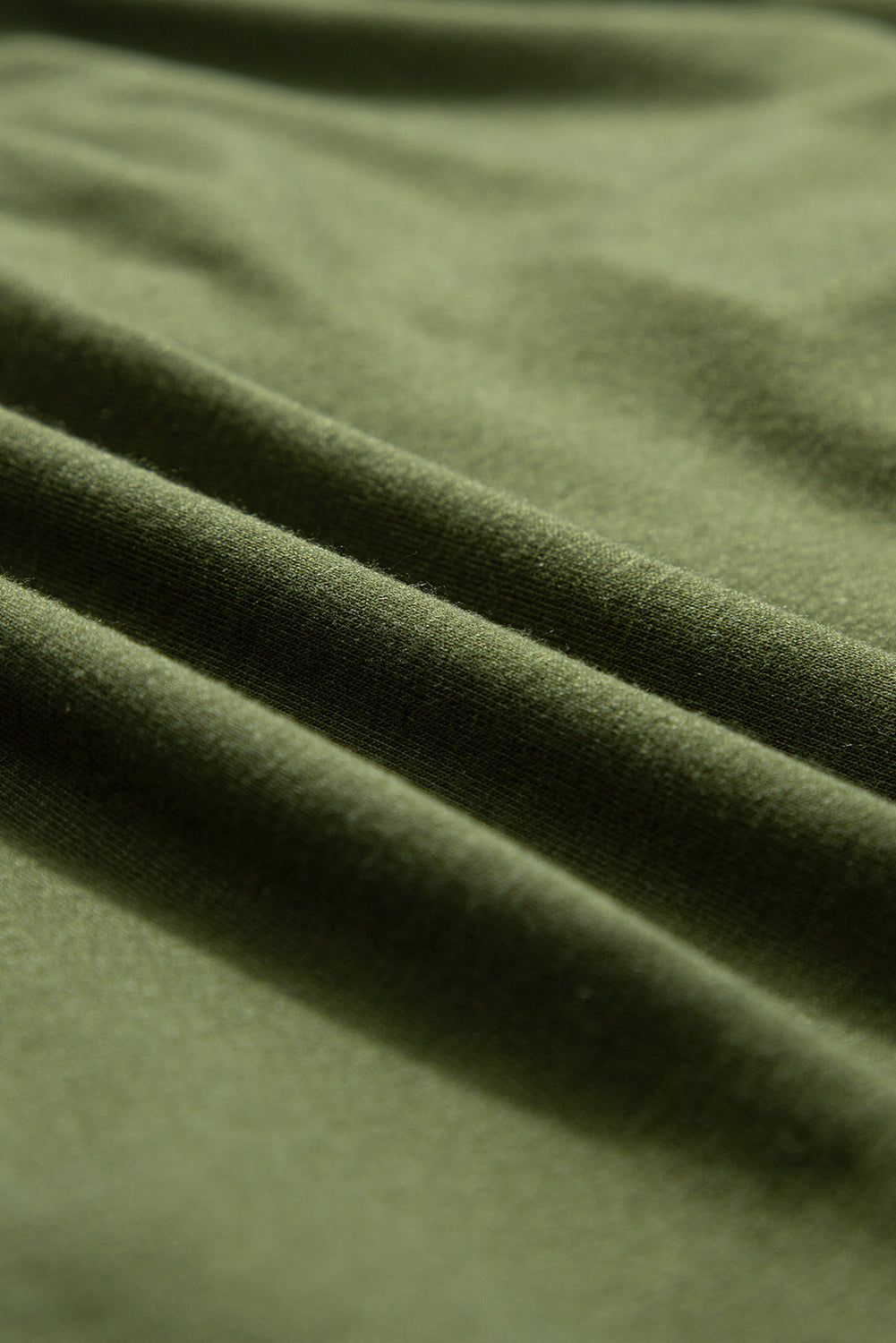 Fern Green Asymmetric Shoulder Color Block Twist Detail Loose Top