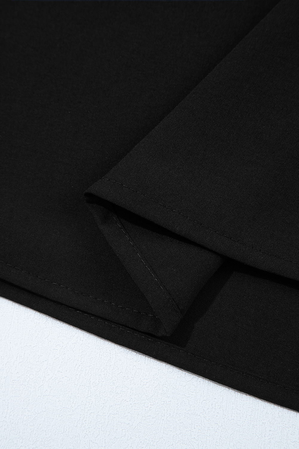 Black Bow Decor Puff Sleeve Split Neck Blouse