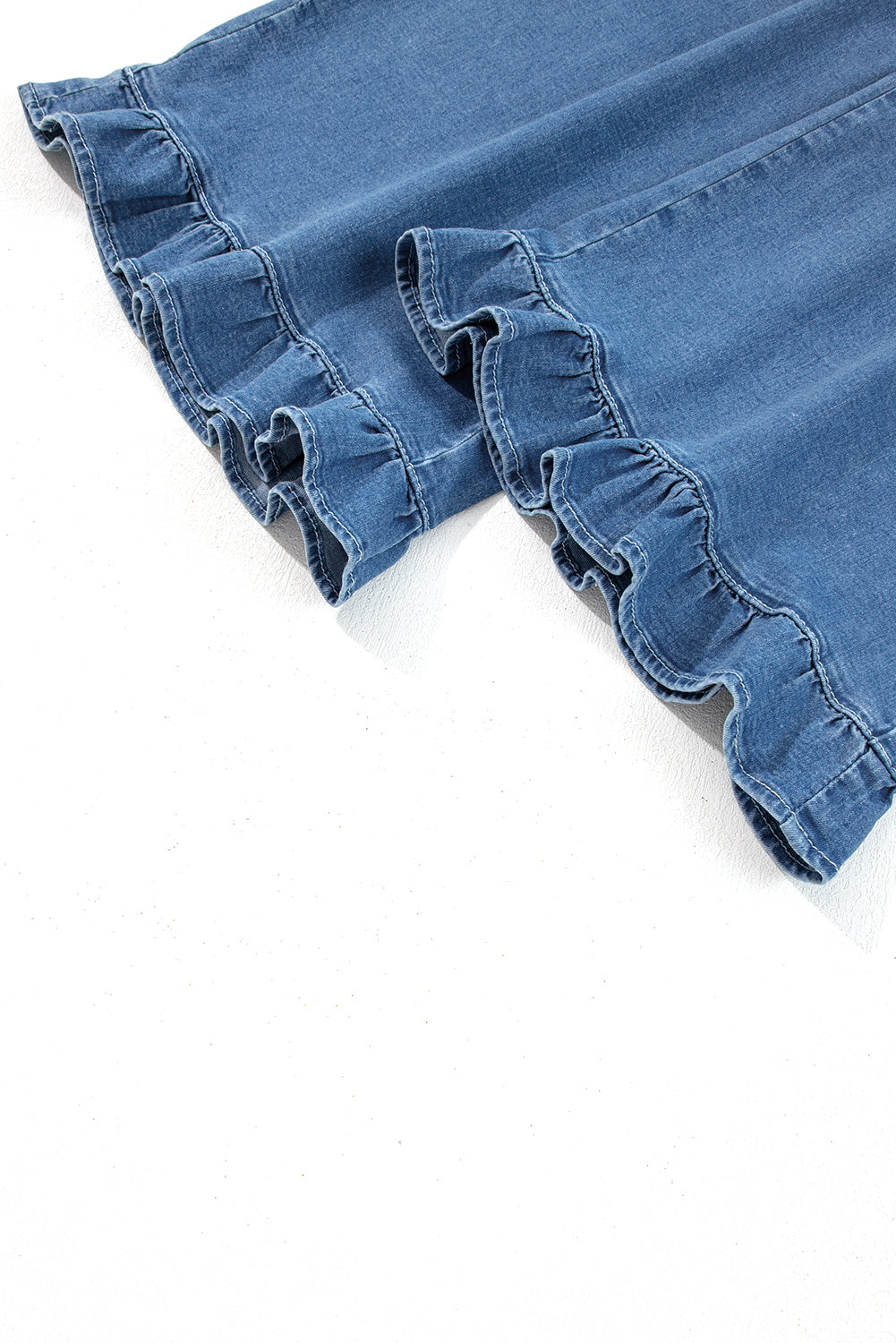 Black Plus Size Elastic Waist Ruffled Wide Leg Denim Pants