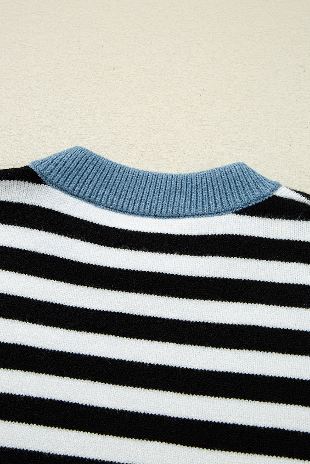 Gray Striped Panels Colorblock Sleeve Chic Sweater