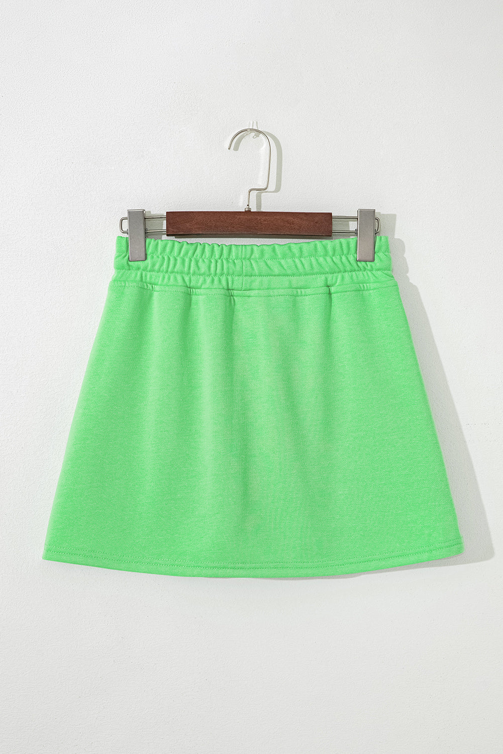 Black French Terry Drawstring Elastic Waistband Mini Skort with Pockets