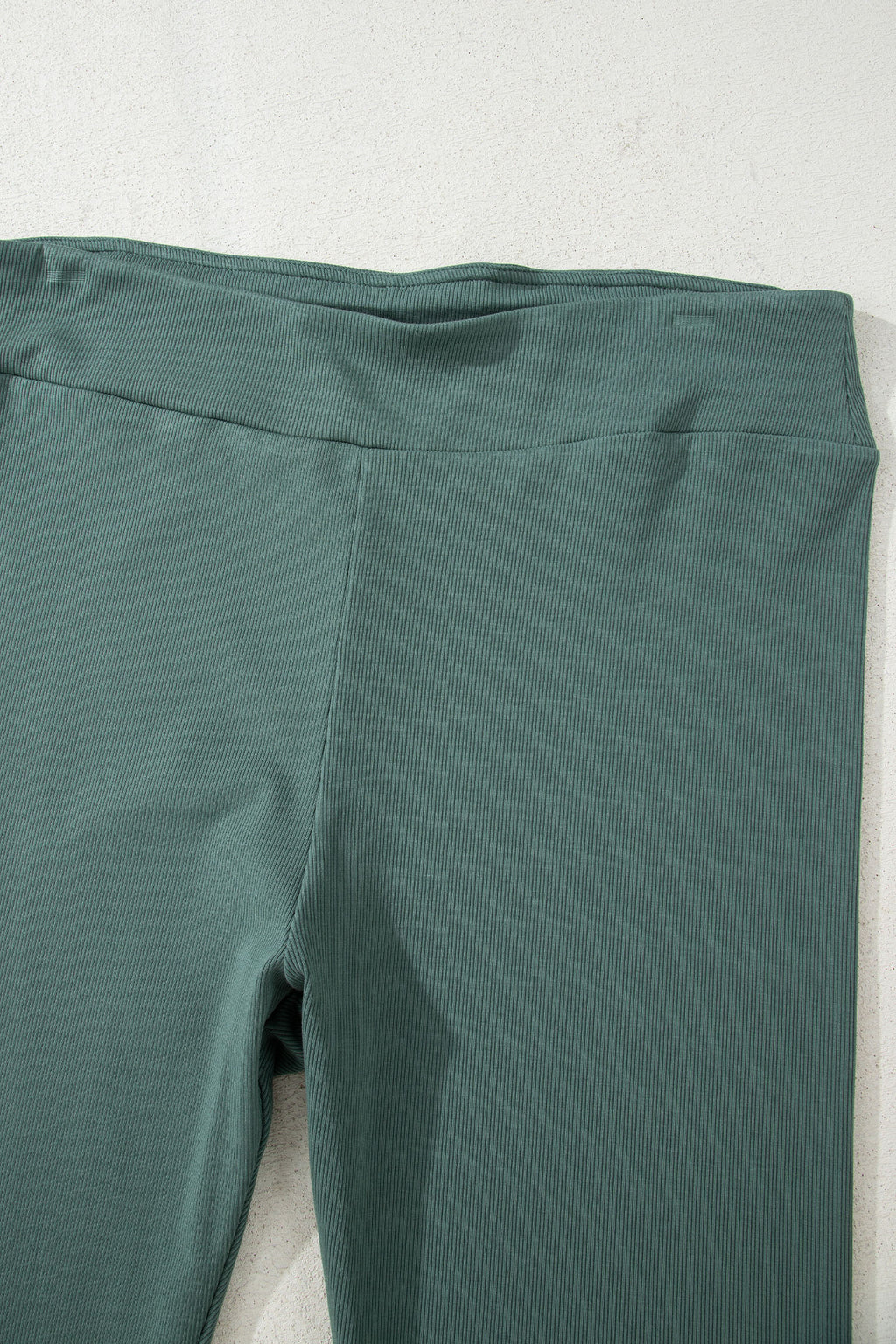 Black Solid Color Oversize Slit Sweatshirt Ribbed Leggings 2pcs Set