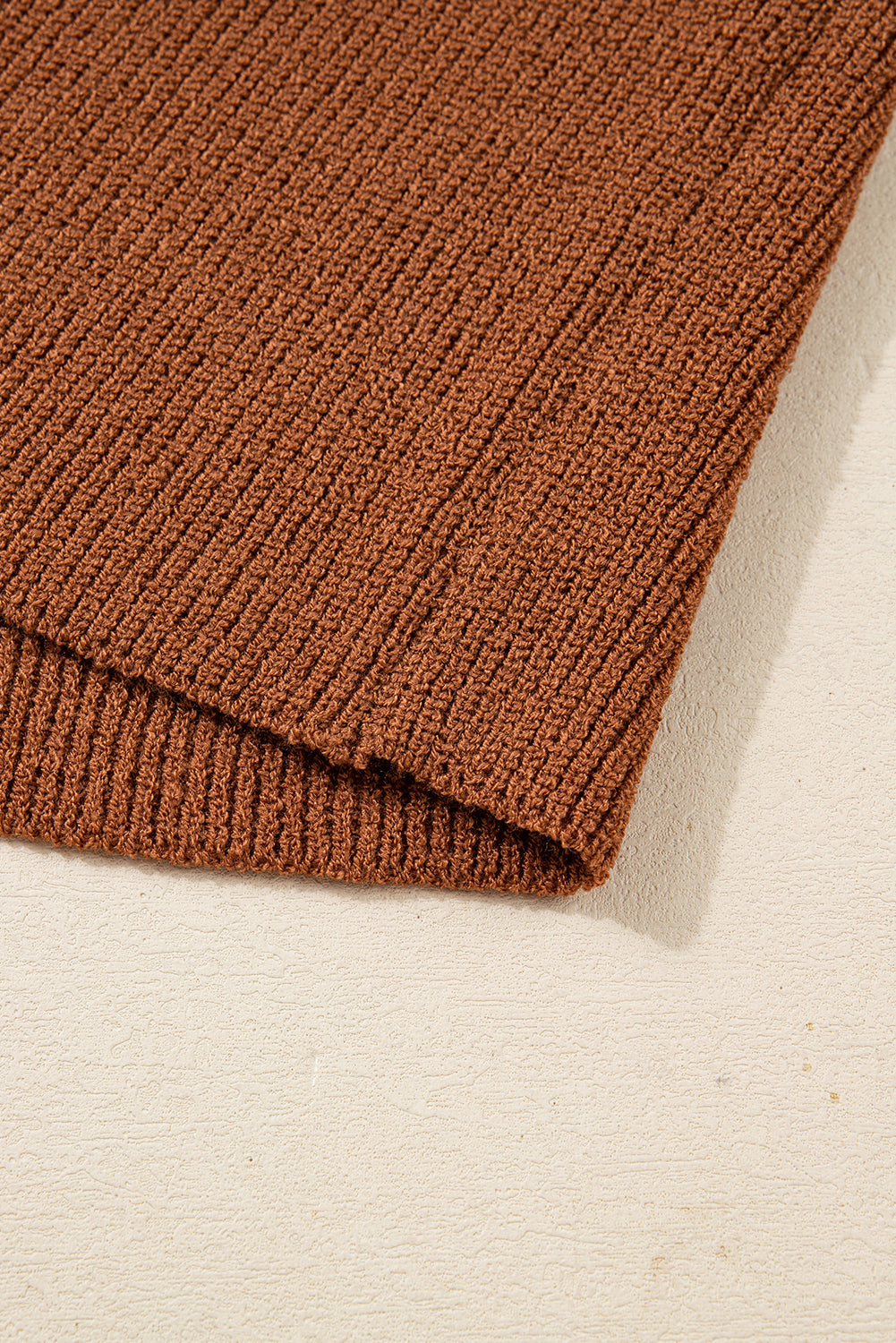 Chestnut Contrast Knit V Neckline Short Cardigan
