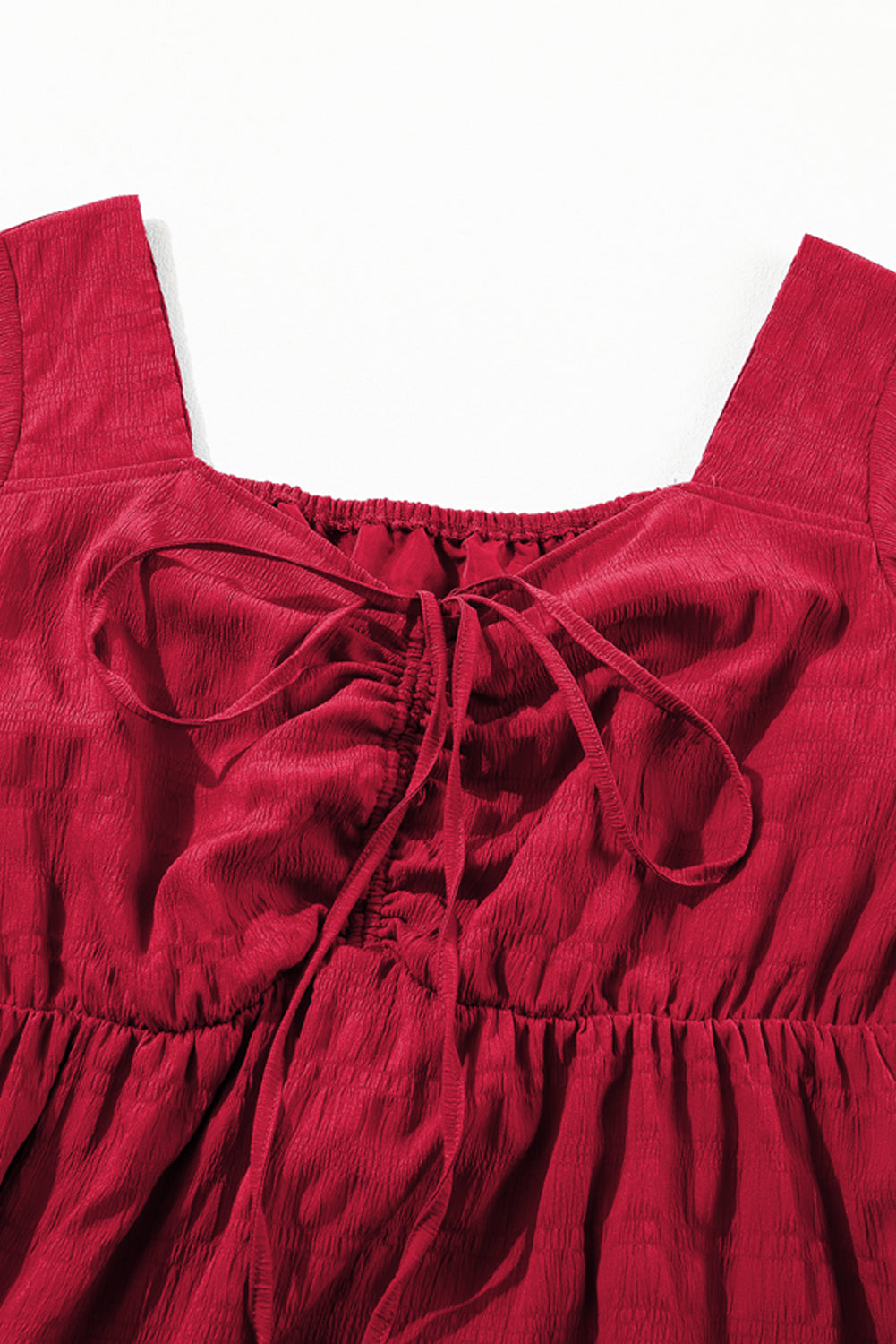 Red Plus Size Short Sleeve Lace-up High Waist Midi Dress