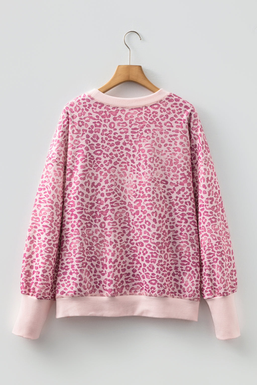 Brown Leopard Print Patchwork Crew Neck Sweatshirt