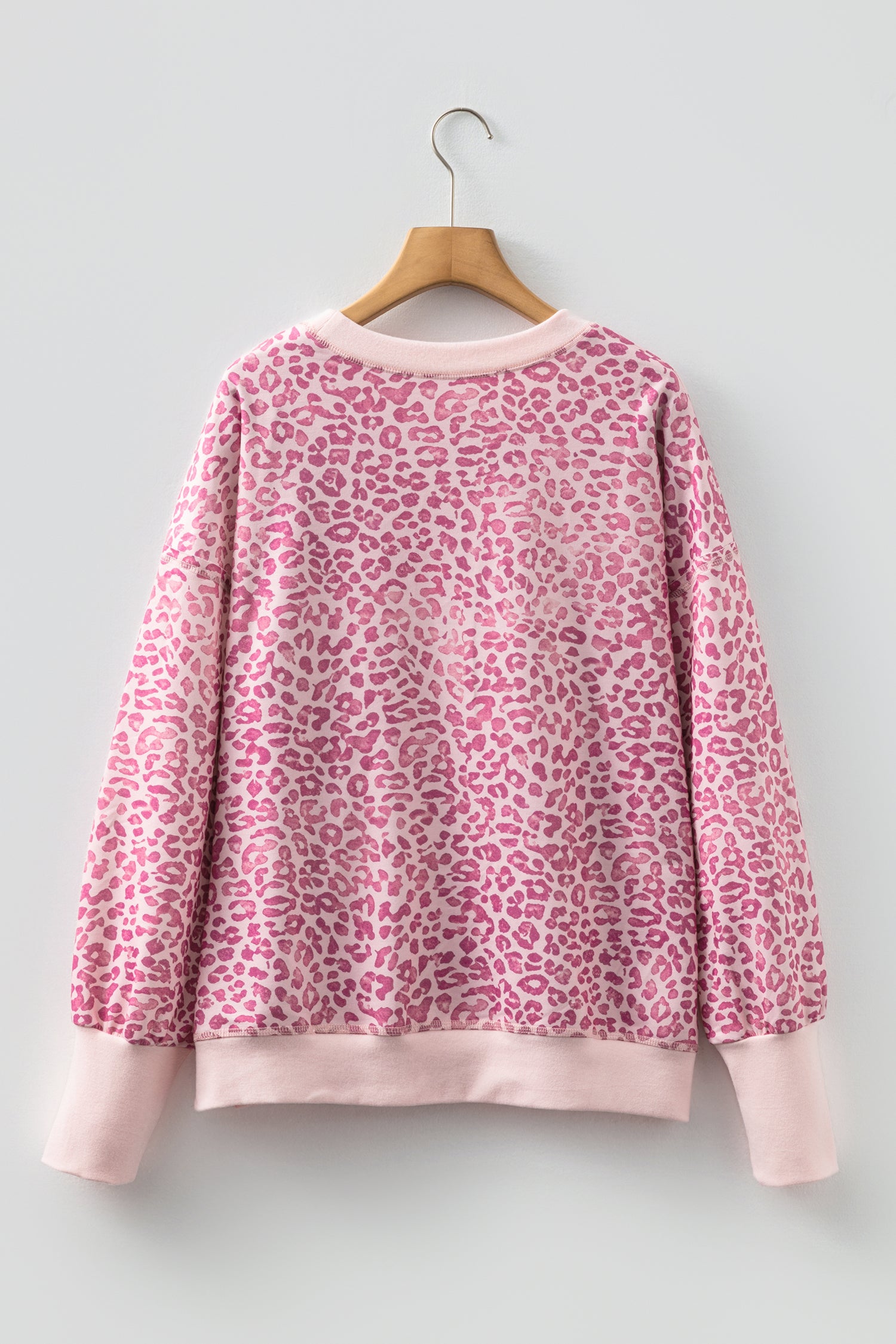 Brown Leopard Print Patchwork Crew Neck Sweatshirt
