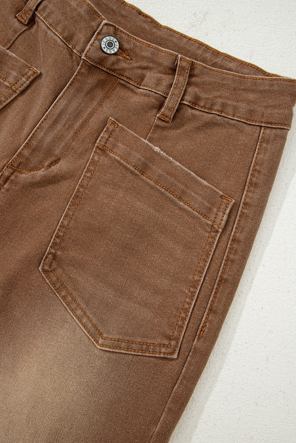 Brown Mimimalist Patch Pocket Womens Shift Jeans