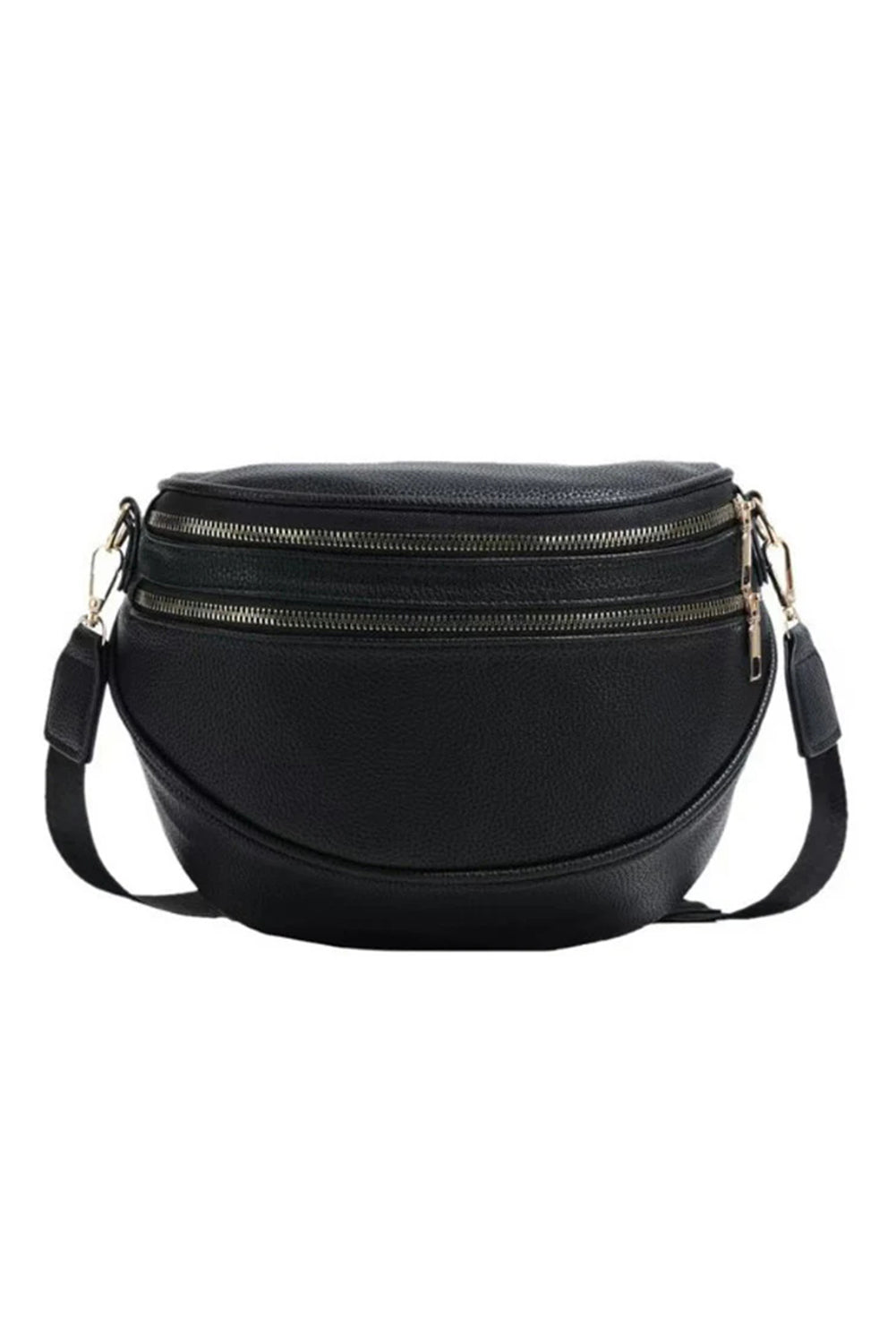Cinnamon Double Zip Faux Leather Crossbody Bag