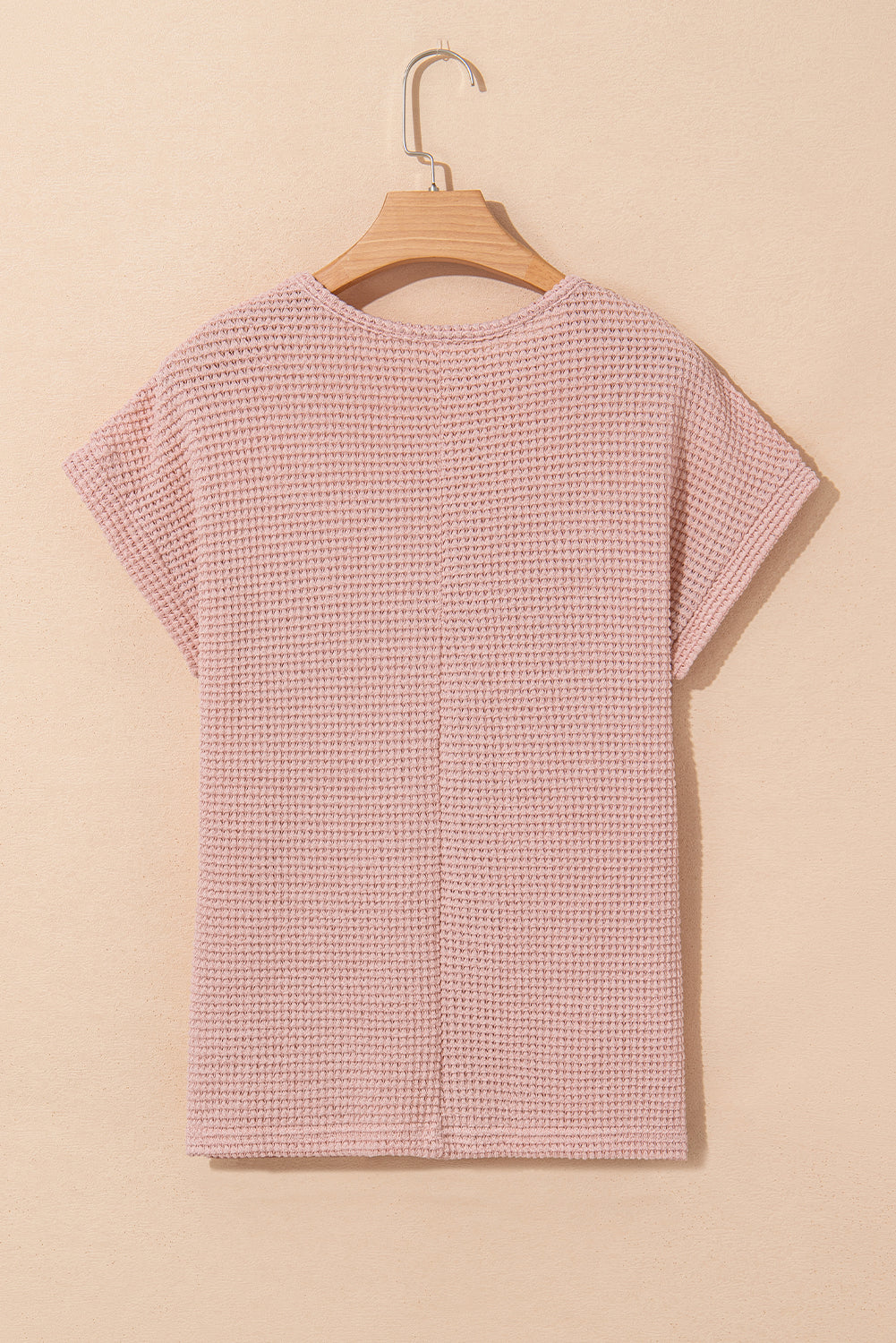 Mist Green Lace Patchwork Waffle Short Sleeve Top