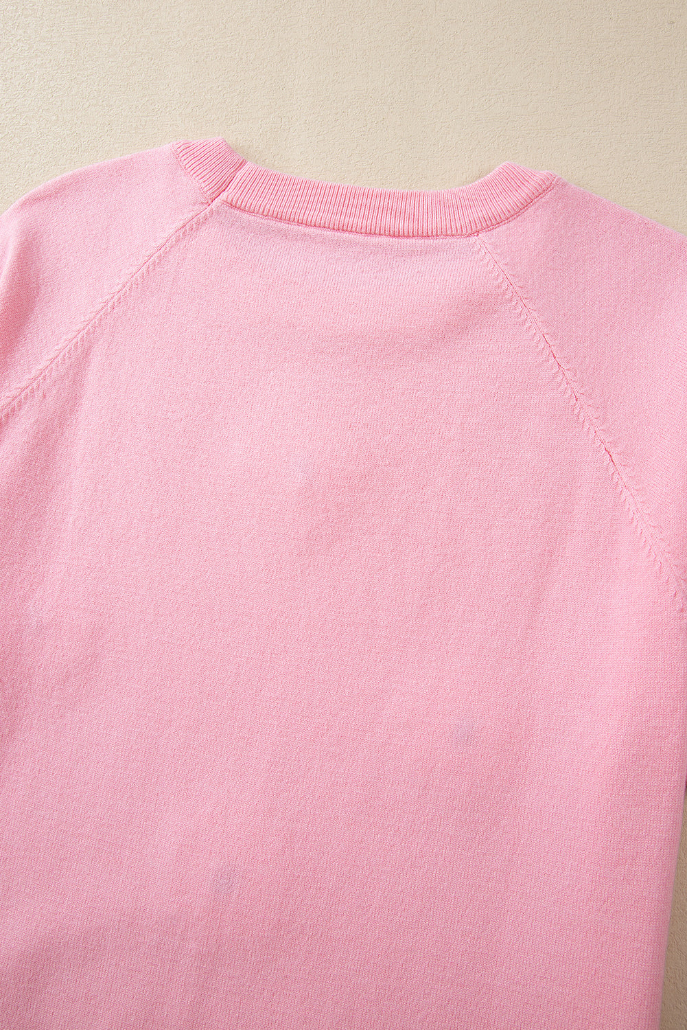 Beige Flower Pattern Short Sleeve Knitted Top
