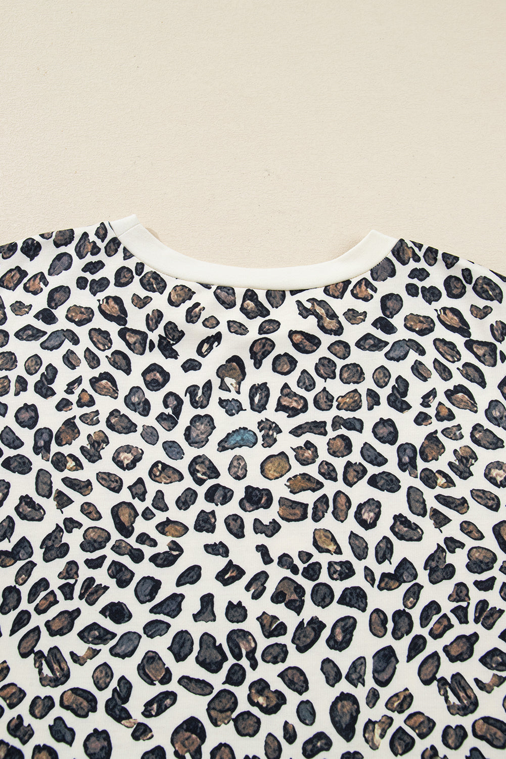Khaki Plus Size Leopard Loose Pullover Casual Shorts 2pcs Outfit