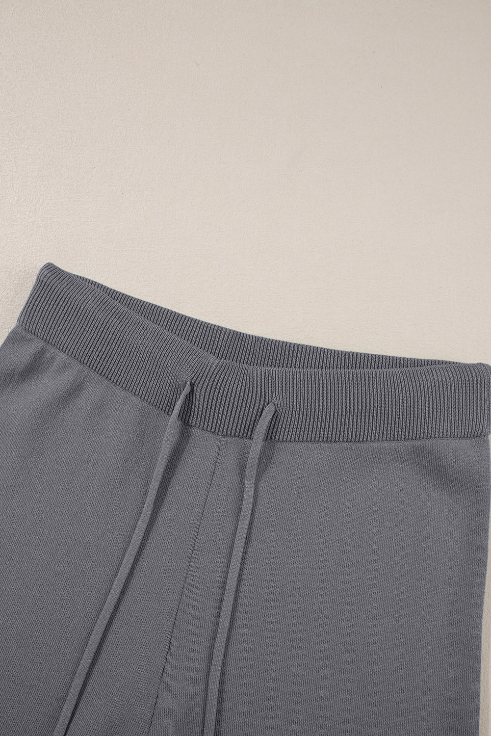 Blackish Green Contrast Trim Half Sleeve Top Drawstring Pants Loose 2pcs Sweater Suit