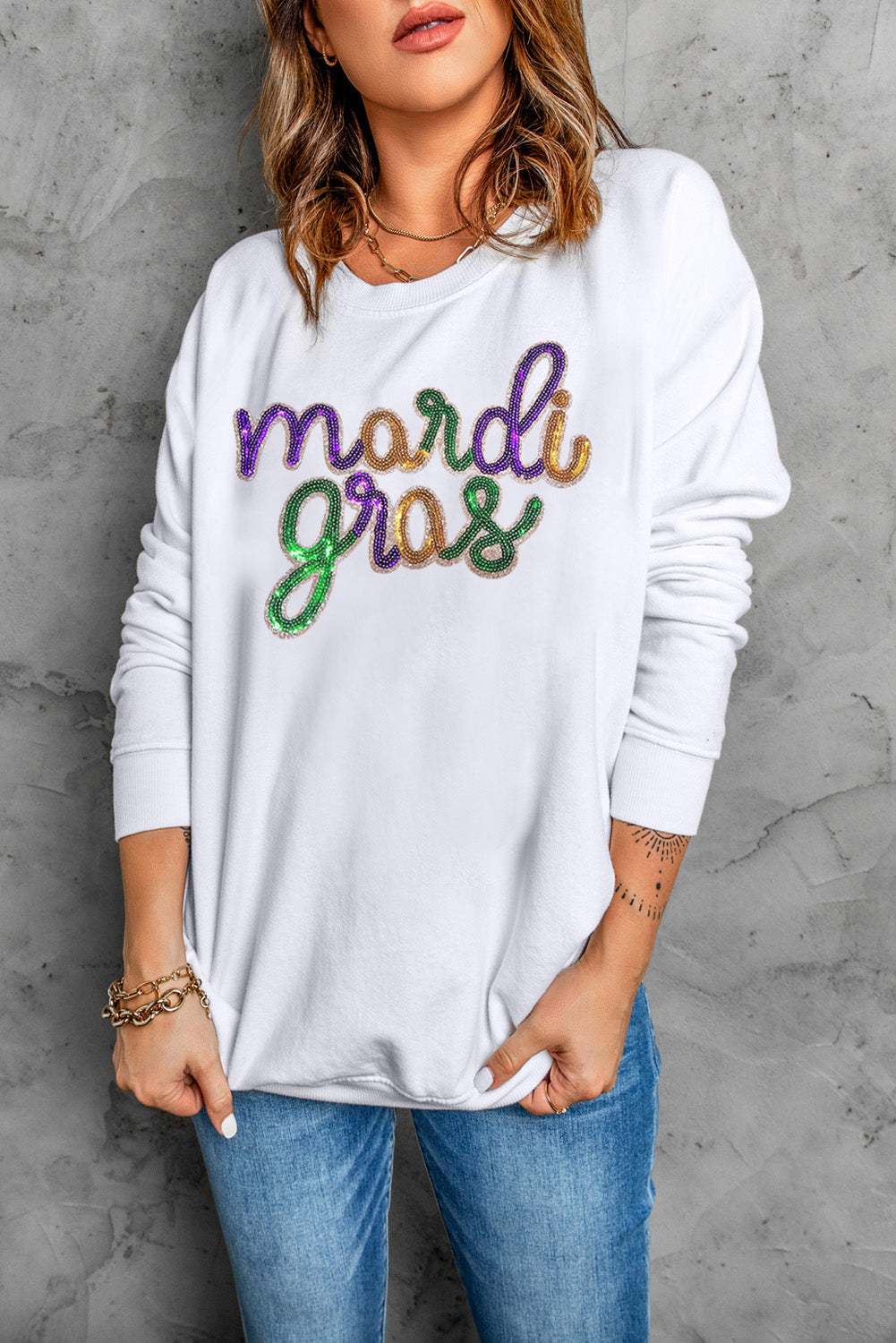 Wisteria Sequin mardi gras Graphic T Shirt